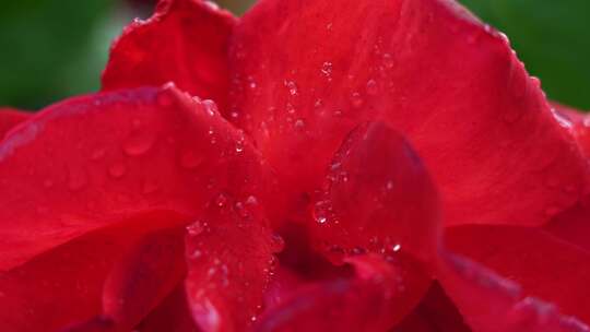 玫瑰花花瓣水珠露水特写，花瓣上的雨滴水滴