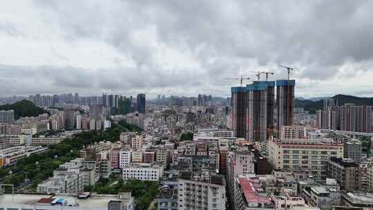 广东深圳城市风光龙华区城市建设航拍