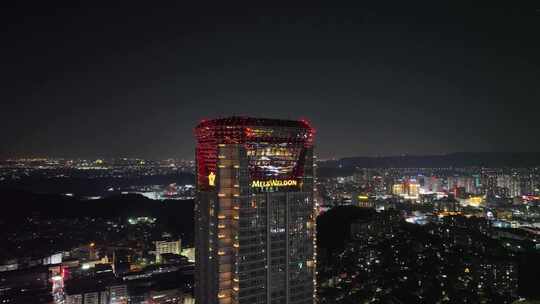 东莞虎门夜景航拍虎门镇夜景城市建筑风光