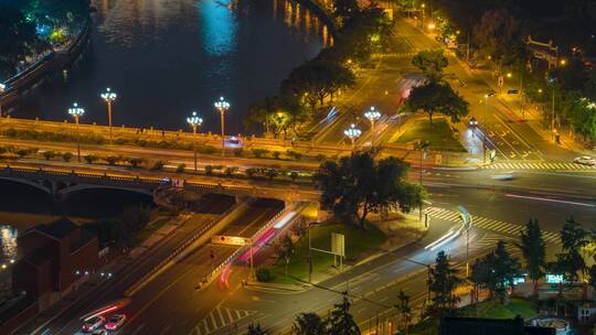 九眼桥_顺江路_府河_车流_夜景固定延时