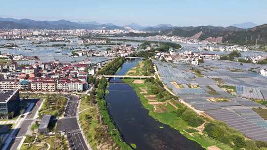 航拍农业大棚种植基地