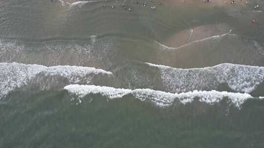 大海沙滩海浪航拍