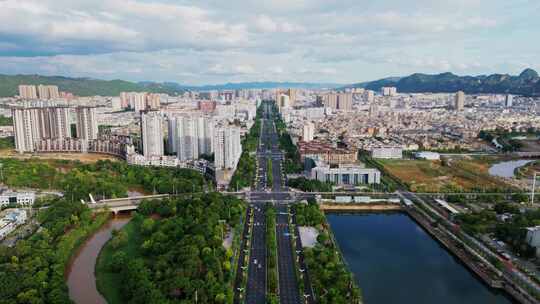 文山州文山市城区航拍 城北凤凰路