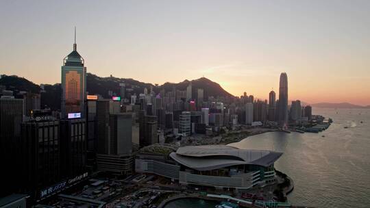 香港城市航拍大景中环广场