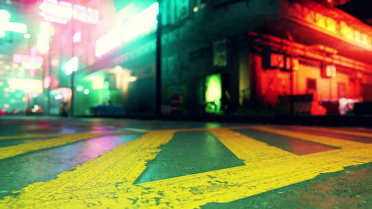 夜晚城市街道上的十字路口漫步视频素材模板下载