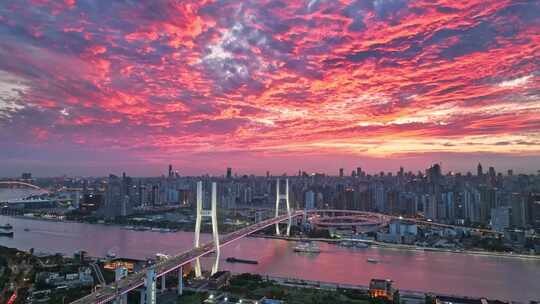 南浦大桥 上海桥梁 黄浦江 上海城市晚霞