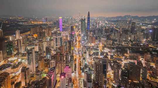 深圳罗湖夜景航拍延时