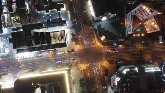 无锡市区三阳广场夜景航拍4K视频素材