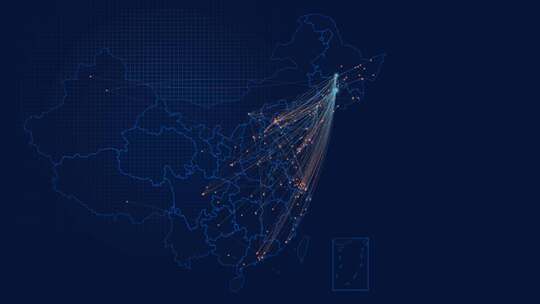 科技感中国地图辐射全国地图光线