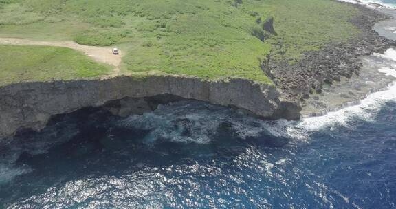 4K美国塞班海岛悬崖大海风光航拍