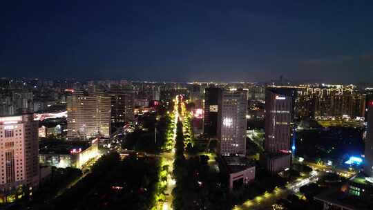 航拍台州城市夜景