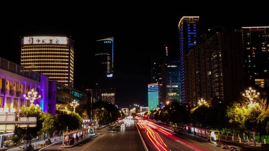 昆明  北京路   延时  车流  夜晚