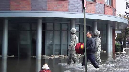 被洪水淹没的新泽西州霍博肯市