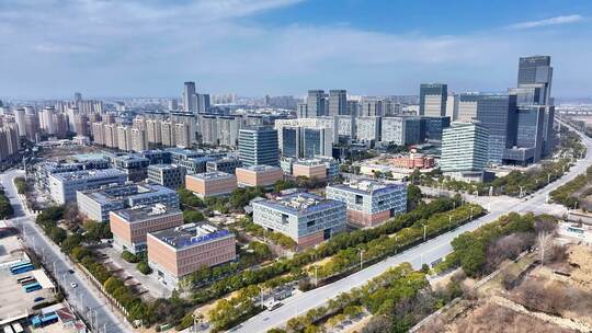 航拍扬州创新中心空景群楼航空工业京东中心视频素材模板下载