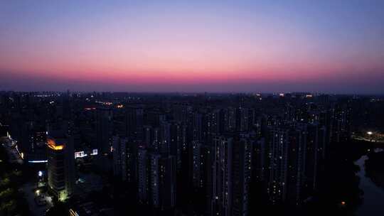 山东潍坊城市夜景灯光航拍