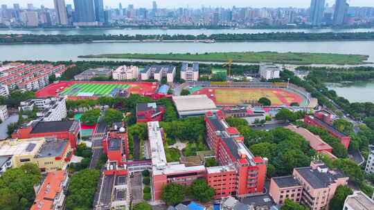 湖南师范大学学校校园风景航拍长沙岳麓区城