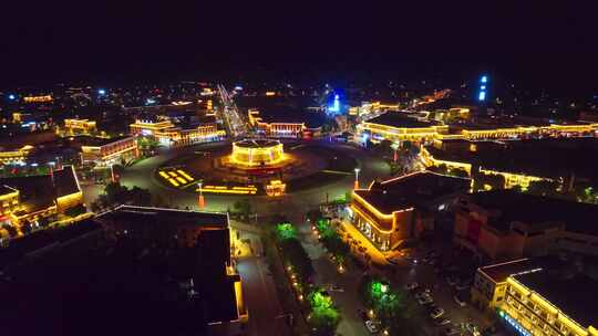 新疆特克斯八卦城夜景HDR航拍