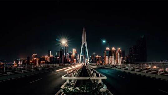 重庆渝中区航拍延时铁路风景夜景长江大桥
