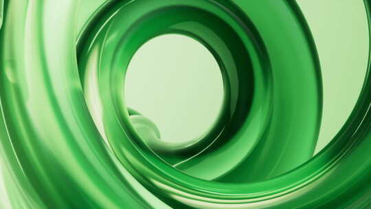 抽象绿色透明玻璃圆环几何体三维渲染