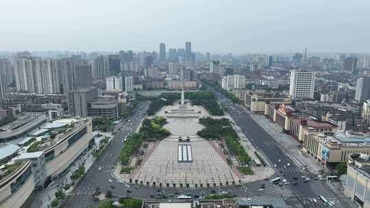 南昌市八一广场航拍八一南昌起义纪念塔建筑