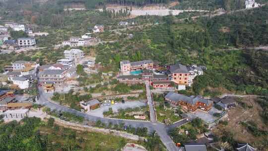 航拍山村乡村羌族少数民族山寨羌寨