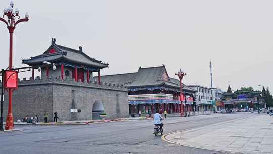 天津蓟州武定街与鼓楼广场城市风光