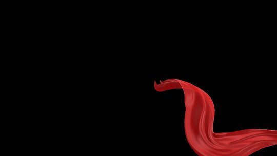 黑色背景飘动的红色绸带