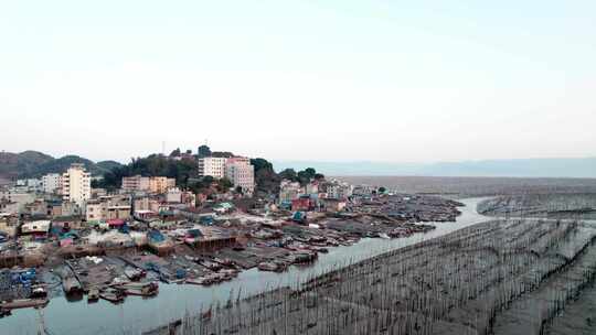 福建霞浦海岛海边滩涂日落晚霞自然风光