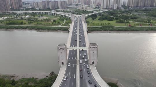 福建泉州田安大桥交通航拍视频素材模板下载