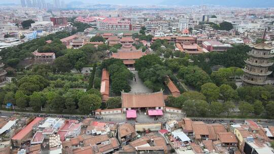 大气 航拍 福建 泉州 西街 东西塔 开元寺