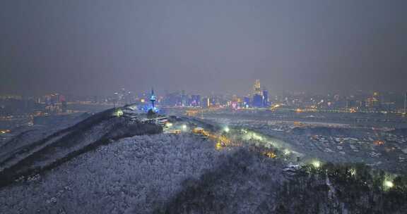 4k长沙雪后岳麓上雪景航拍