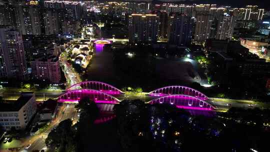 航拍温州南塘大桥夜景视频素材模板下载