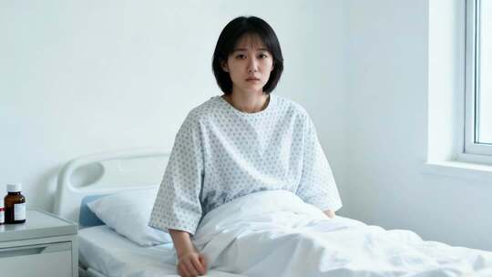 病房里绝望的女孩压抑孤独医疗场景