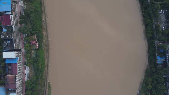 航拍河流洪水洪闹灾害视频素材模板下载