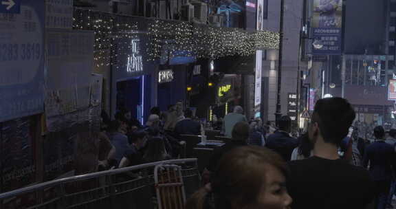 香港中环街景夜景