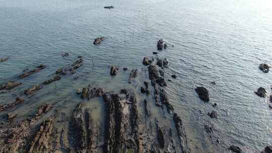 航拍广西钦州三墩礁石海滩海岸海边