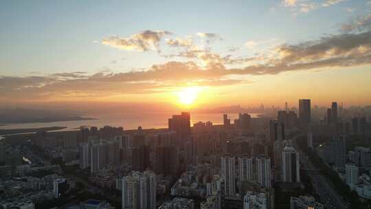 深圳夕阳夜景城市风光