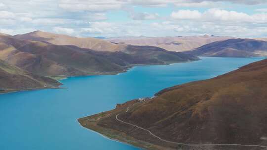 西藏湖泊/巴松措湖/4k航拍/ 湖泊圣湖
