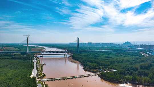 济南黄河大桥航拍延时视频素材模板下载
