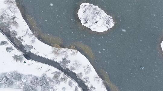 航拍银装素裹城市雪景长沙雪景