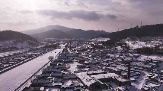 东北雪乡雪后小镇全景俯瞰