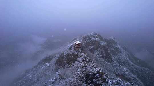 西安终南山南五台雪景航拍