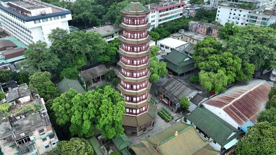 广东省广州市越秀区六榕寺塔全景航拍