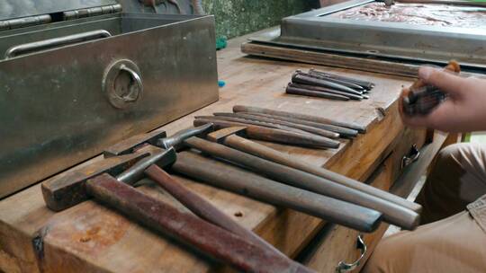 手工艺视频手工匠人整理雕刻工具刻刀
