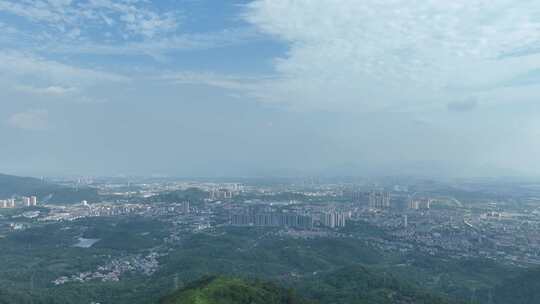 黄石市大景航拍城市远景山顶眺望远方城市