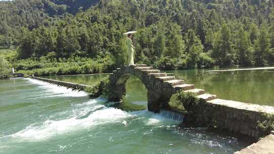 自然风光小桥流水风景实拍