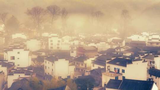 徽派建筑村落晨景