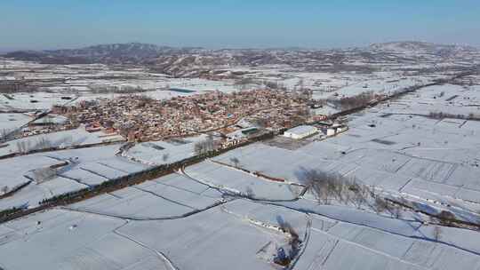 大地村庄雪原航拍