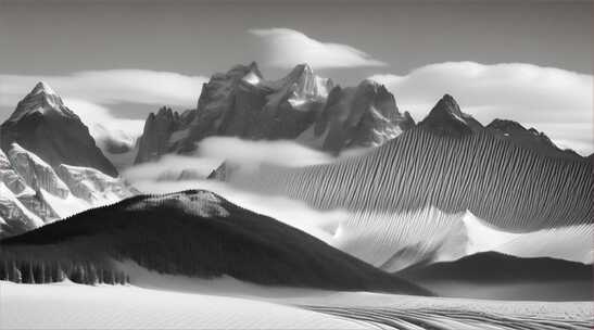 AIGC素材 雪山山峰之巅山脉风景