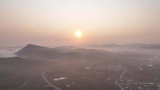 茶园清晨平流雾航拍视频素材模板下载